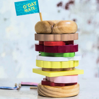 WOODEN TOY - AUSTRALIAN STACKING BURGER